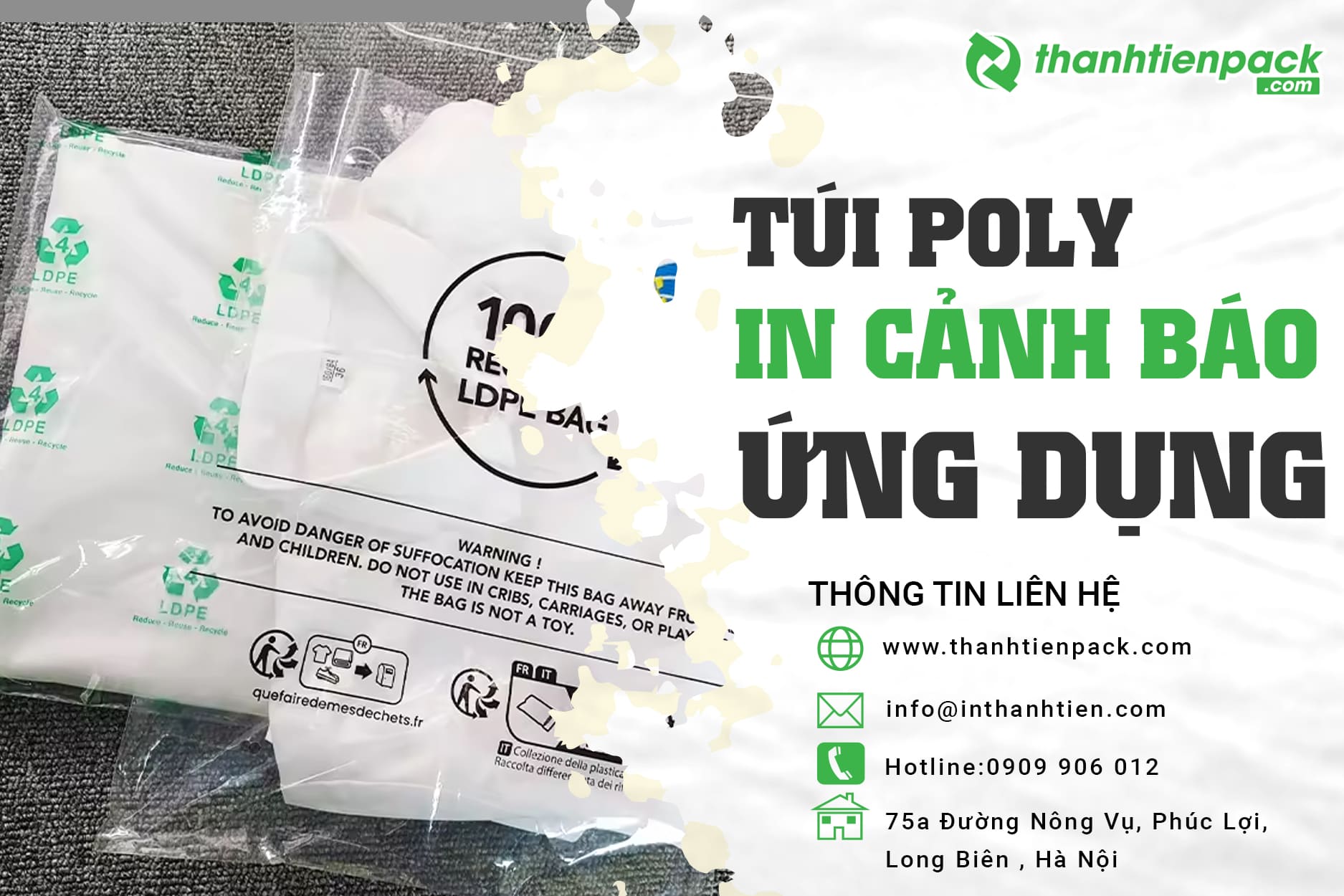 Túi poly in cảnh báo chuyên dụng, tuân thủ quy định pháp lý